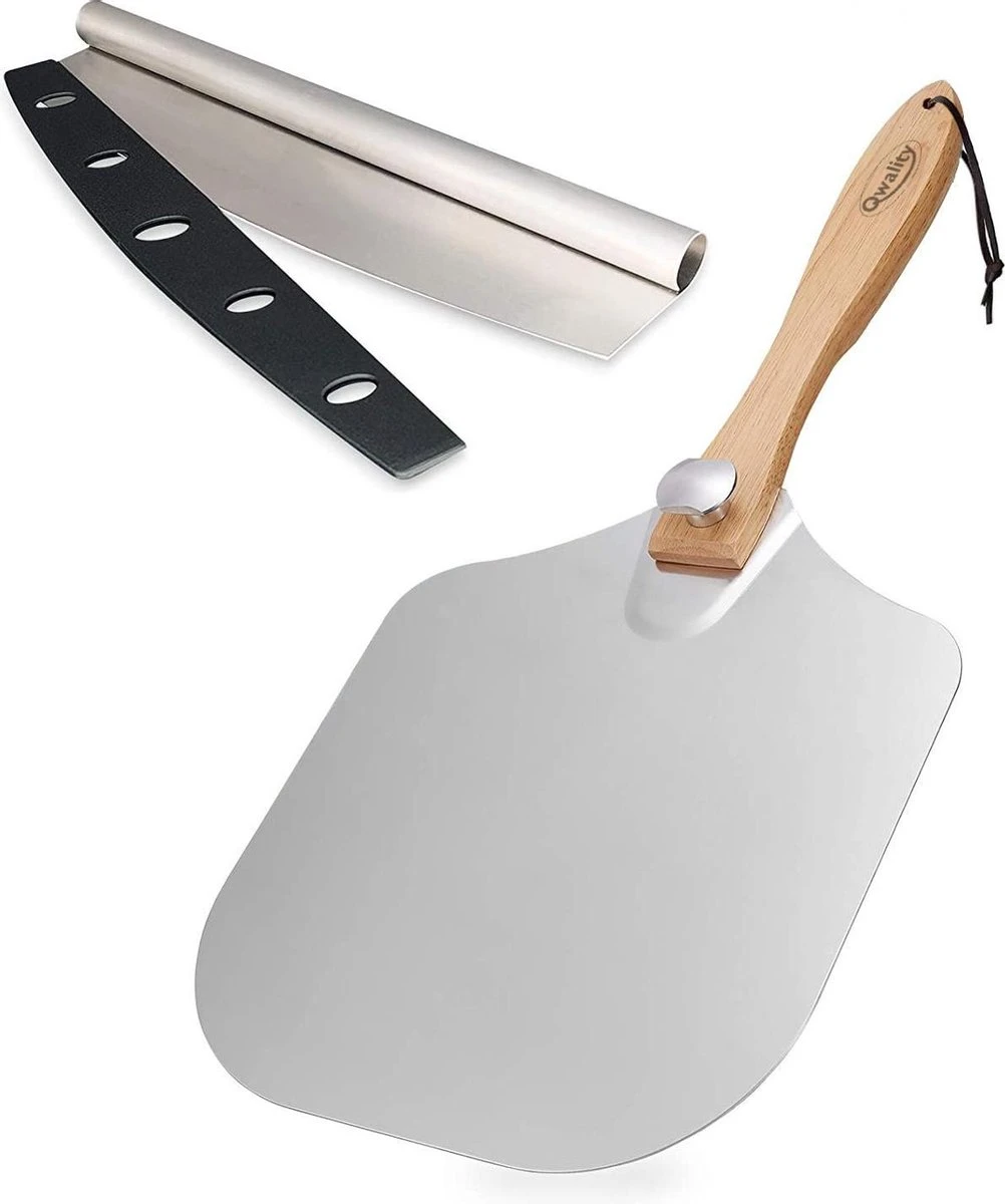 Pizzaschep – Inclusief Pizzasnijder – Opvouwbaar – Pizzaspatel – Pizza Schep – Taartschep – 30cm - Qwality 1 Pizzaschep – Inclusief Pizzasnijder – Opvouwbaar – Pizzaspatel – Pizza Schep – Taartschep – 30cm - Qwality