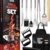 Squago BBQ Accesoires XXL Set Met Schort - Gereedschap - Gereedschapset Tang Borstel Mat