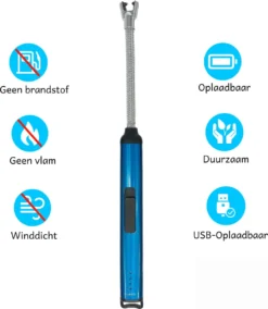 Elektrische Aansteker – USB Oplaadbaar - Blauw – Fornuis – BBQ – Openhaard – Lange Flexibele Aansteker -Grillmeesters Goedkope Winkel 1042x1200