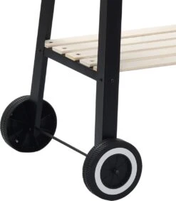 Verrijdbare Barbecue – Houtskool/Briketten - Verstelbare Grillplaat – Houten Tafel – Winscherm – Gewicht 5.9kg -Grillmeesters Goedkope Winkel 1049x1200