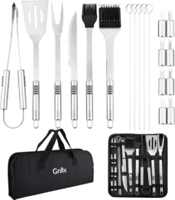 GrillX Barbecue Gereedschap Set - 19-delig - Inclusief Luxe Draagtas - BBQ Accesoires - Gereedschapset