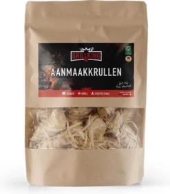 GrillKing - Houtwol Aanmaakkrullen 62 Stuks 800 Gram FSC® - Aanmaakwokkels - Lange Brandduur