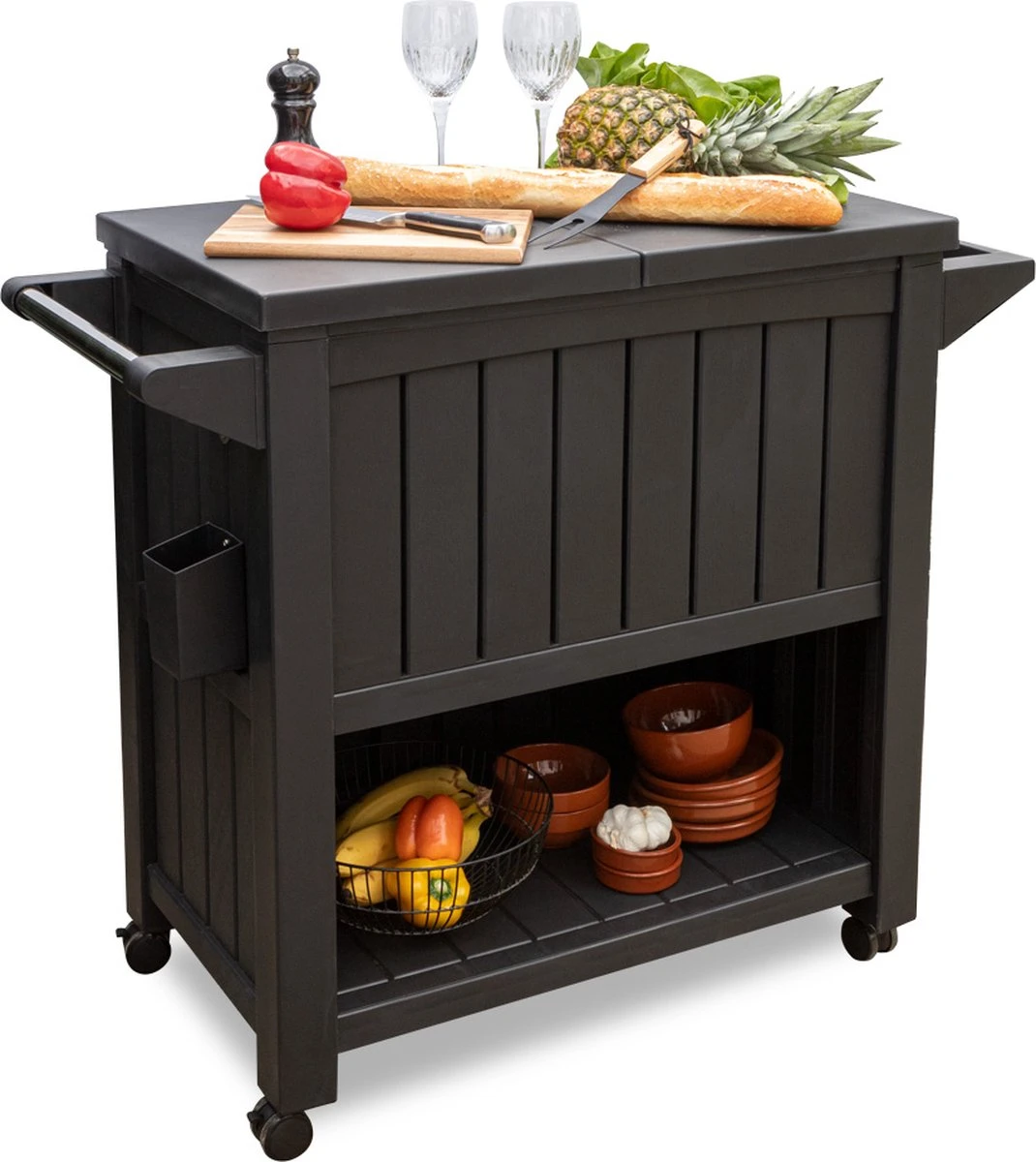 BluMill BBQ Tafel - Inclusief Koelvak 80 Liter - Op Wieltjes - Met Flessenopener - 102 X 46 X 86,5 Cm 1 BluMill BBQ Tafel - Inclusief Koelvak 80 Liter - Op Wieltjes - Met Flessenopener - 102 X 46 X 86,5 Cm