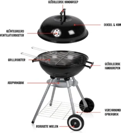 BBQ Collection Houtskoolbarbecue - Kogelbarbecue 45 X 60 Centimeter - Ronde Barbecue - Barbecue Op Wielen - Zwart - Metaal -Grillmeesters Goedkope Winkel 1098x1200