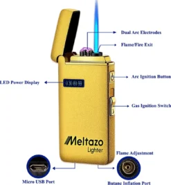 MELTAZO Elektrische Aansteker, Aansteker Gas, Electric Lighter, Gasaansteker Navulbaar, Elektronische Aansteker, Aansteker Plasma, Aansteker Vuurwerk, USB Aansteker Plasma, 2-in-1 Aansteker Voor Sigaretten Camping Kaarsen - 2023 Editie -Grillmeesters Goedkope Winkel 1111x1200