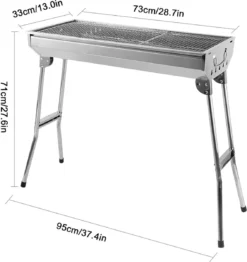 Uten - Houtskoolbarbecue - Opvouwbare Barbecue - Houtskoolbarbecues - Draagbare Camping Barbecue - 430 Roestvrij Staal Grill BBQ - 5-10 Persoon Tuin Buitenfeest - Zilver -Grillmeesters Goedkope Winkel 1132x1200