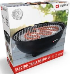Alpina Elektrische BBQ - Tafel-Barbecue - Geen Rook - Binnen Barbecueën - 1250W - Ø 30 Cm - Zwart -Grillmeesters Goedkope Winkel 1137x1200 1