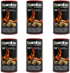 Samba Bruine Aanmaakblokjes Openhaard - 600 Stuks In Kokers - Omdoos