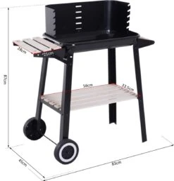 Verrijdbare Barbecue – Houtskool/Briketten - Verstelbare Grillplaat – Houten Tafel – Winscherm – Gewicht 5.9kg -Grillmeesters Goedkope Winkel 1150x1200