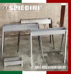 Spiedini Saté-bbq Bali 40 Mini - Kleine, Smalle Houtskoolbarbecue Met Horizontaal Rooster Voor Sate Of Andere Spiesjes - 40 Cm Lang, 11 Cm Breed, 14 Cm Hoog - Ideaal Voor Tuin- Of Open Haard, Of Balkon - Materiaal: Gealuminiseerd Ijzer -Grillmeesters Goedkope Winkel 1153x1200