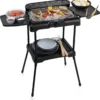 Princess 112250 Elektrische BBQ Met Zijplanken - BBQ - 40x25cm - Met En Zonder Statief Te Gebruiken - Met Zijplankjes - Ook Te Gebruiken Als Tafelgrill - 2200W