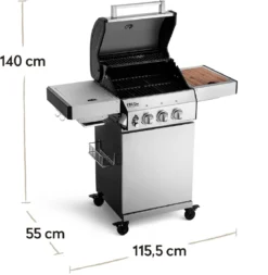 Burnhard Gas BBQ FRED JR. Deluxe - 2 Branders - Incl. Keramische Infraroodbrander & Afdekhoes - Deluxe -Grillmeesters Goedkope Winkel 1170x1200