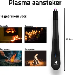Oplaadbare Lange Elektrische Aansteker - Zwart - Duurzame Plasma Aansteker - Inclusief Cadeauverpakking - BBQ - Kaarsen -Grillmeesters Goedkope Winkel 1177x1200