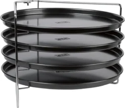 Pizza - Pizzarek - Pizza Oven - Zenker - Pizzabakset - 5 Delige Set Voor 4 Pizza's - Ø 28,5 Cm - Antiaanbaklaag Van ILAG® - Pizzaplaat - Pizza