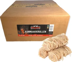 GrillKing Houtwol Aanmaakkrullen Premium - Ca. 420 Stuks 5kg FSC® Voordeeldoos - Aanmaakwokkels -lange Brandduur - BBQ & Haard