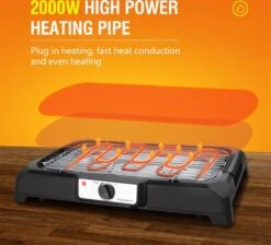 Aigostar Lava 30LDQ - Elektrische Grill - BBQ - Tafel Barbecue - Grilloppervlakte 41 X 24 Cm - 2000 Watt -Grillmeesters Goedkope Winkel 1200x1087