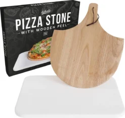 Gadgy Pizzasteen Met Pizzaschep – Cordieriet Voor Knapperige Pizzabodem – Pizzasteen Voor BBQ, Oven Of Kamado - Pizzaspatel - Pizza Set