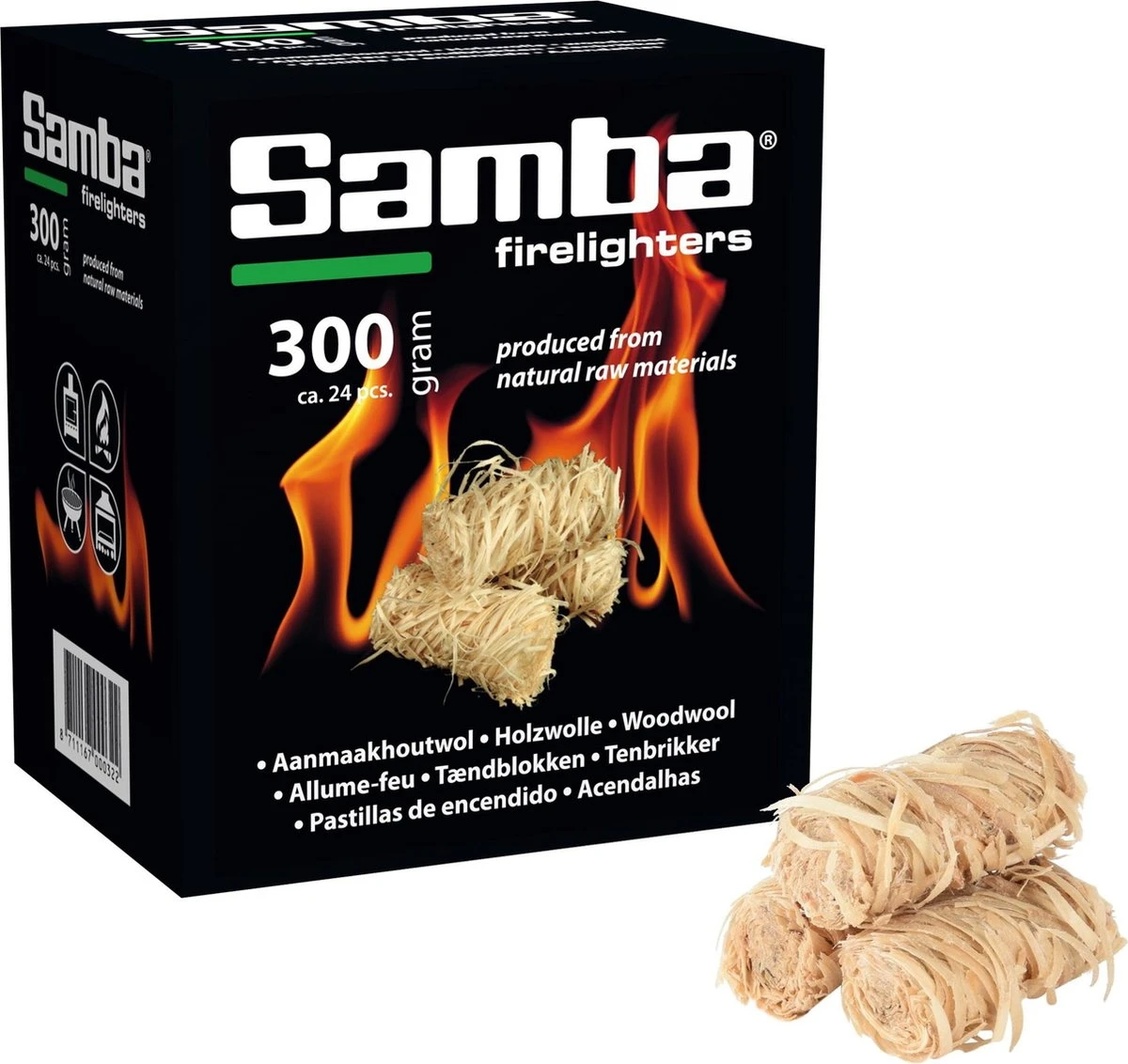 Samba Aanmaakhoutwol, Aanmaakkrullen, -wokkels á 24 Stuks 1 Samba Aanmaakhoutwol, Aanmaakkrullen, -wokkels á 24 Stuks