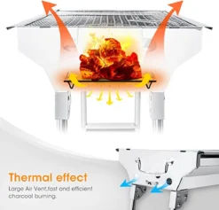 Uten - Houtskoolbarbecue - Opvouwbare Barbecue - Houtskoolbarbecues - Draagbare Camping Barbecue - 430 Roestvrij Staal Grill BBQ - 5-10 Persoon Tuin Buitenfeest - Zilver -Grillmeesters Goedkope Winkel 1200x1152