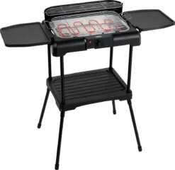 Princess 112250 Elektrische BBQ Met Zijplanken - BBQ - 40x25cm - Met En Zonder Statief Te Gebruiken - Met Zijplankjes - Ook Te Gebruiken Als Tafelgrill - 2200W -Grillmeesters Goedkope Winkel 1200x1164