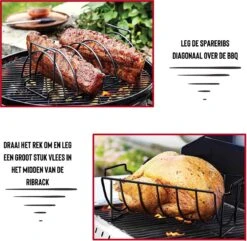 Rednas Sparerib Rek Bbq - Incl. Bakkwast - Bbq Rek - Bbq Accessoires - Rib Rack - Kiphouder - Bbq Gereedschap -Grillmeesters Goedkope Winkel 1200x1171 3
