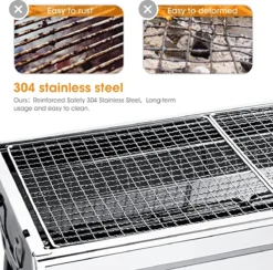 Uten - Houtskoolbarbecue - Opvouwbare Barbecue - Houtskoolbarbecues - Draagbare Camping Barbecue - 430 Roestvrij Staal Grill BBQ - 5-10 Persoon Tuin Buitenfeest - Zilver -Grillmeesters Goedkope Winkel 1200x1184