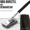 Gohh BBQ Borstel Met Schraper - Schoonmaakborstel - Barbecue Krabber Met Handige Bewaarzak 2 In 1