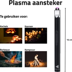 Oplaadbare Lange Elektrische Aansteker - Duurzame Plasma Aansteker - Inclusief Cadeauverpakking - BBQ - Kaarsen - Zwart -Grillmeesters Goedkope Winkel 1200x1187 2