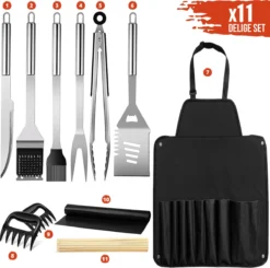 Squago BBQ Accesoires XXL Set Met Schort - Gereedschap - Gereedschapset Tang Borstel Mat -Grillmeesters Goedkope Winkel 1200x1189 4