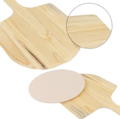 MaxxHome Pizzasteen - BBQ Steen - Maximum Te Verhitten Tot 600 Graden - ⌀33 - Incl. Houten Schep -Grillmeesters Goedkope Winkel 1200x1195 1