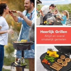 KitchenBrothers Elektrische BBQ - Met Grillplaat - Anti-aanbaklaag - Incl. Plank/Houders - Grilloppervlak 46,5x33,8cm - Tot 300°C - 2400W - Zwart -Grillmeesters Goedkope Winkel 1200x1200 115