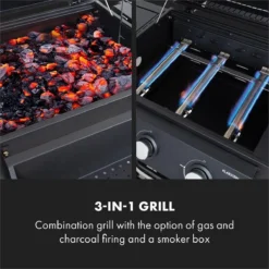 Klarstein Kingsville Double Barbecue - Houtskool- En Gasbarbecue - Smoker BBQ - Inclusief Deksels En Thermometer - Met 2 Roosters - Zwart 16 Klarstein Kingsville Double Barbecue - Houtskool- En Gasbarbecue - Smoker BBQ - Inclusief Deksels En Thermometer - Met 2 Roosters - Zwart -Grillmeesters Goedkope Winkel 1200x1200 260