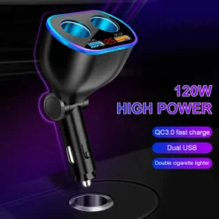 Auto Sigarettenaansteker Splitter - Losse Oplader - USB 2.0 A/USB 3.0 A 2 Poorten - Zwart - Snellader - Splitter - Auto Lader USB -Grillmeesters Goedkope Winkel 1200x1200 327