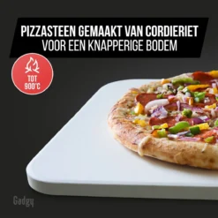 Gadgy Pizzasteen Met Pizzaschep – Cordieriet Voor Knapperige Pizzabodem – Pizzasteen Voor BBQ, Oven Of Kamado - Pizzaspatel - Pizza Set -Grillmeesters Goedkope Winkel 1200x1200 642