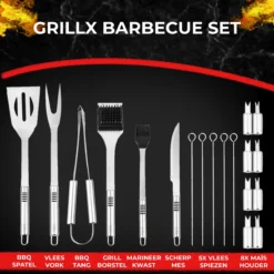 GrillX Barbecue Gereedschap Set - 19-delig - Inclusief Luxe Draagtas - BBQ Accesoires - Gereedschapset 17 GrillX Barbecue Gereedschap Set - 19-delig - Inclusief Luxe Draagtas - BBQ Accesoires - Gereedschapset -Grillmeesters Goedkope Winkel 1200x1200 712