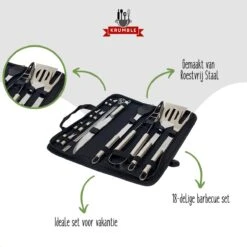 Krumble 18-delige Barbecue Set / Roestvrijstalen BBQ Set Van 18 / Inclusief Handige Opbergtas - RVS -Grillmeesters Goedkope Winkel 1200x1200 733