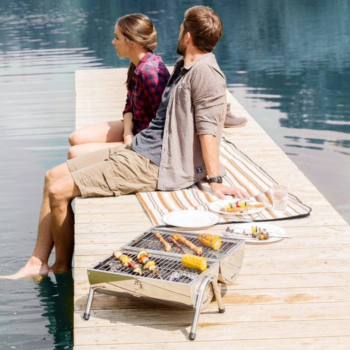 BBQ Collection Houtskoolbarbecue - Cilinder - Chroom 3 BBQ Collection Houtskoolbarbecue - Cilinder - Chroom - Afbeelding 3