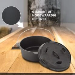 Dutch Mountains Gietijzeren Pannenset 7-delig - Dutch Oven – Braadpan - Grillpan - Hapjespan - Kookset In Houten Transportkist - Deksellifter - Brander -Grillmeesters Goedkope Winkel 1200x1200 832