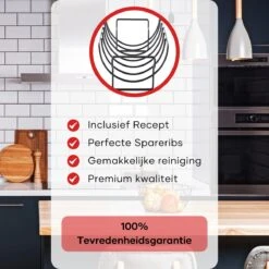 PROKING Sparerib Barbecue Rek – BBQ Accessoires – Inclusief Sparerib Recept – Anti-aanbak Lag – 35 X 19.5 X 11.5 CM -Grillmeesters Goedkope Winkel 1200x1200 866