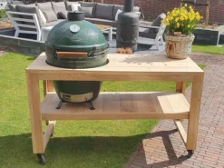 BBQ Tafel - Geschikt Voor Big Green Large/Bastard Large/Bastard Large Urban/Yakiniku 19 Inch/Monolith Large - Eikenhout - 87 Cm