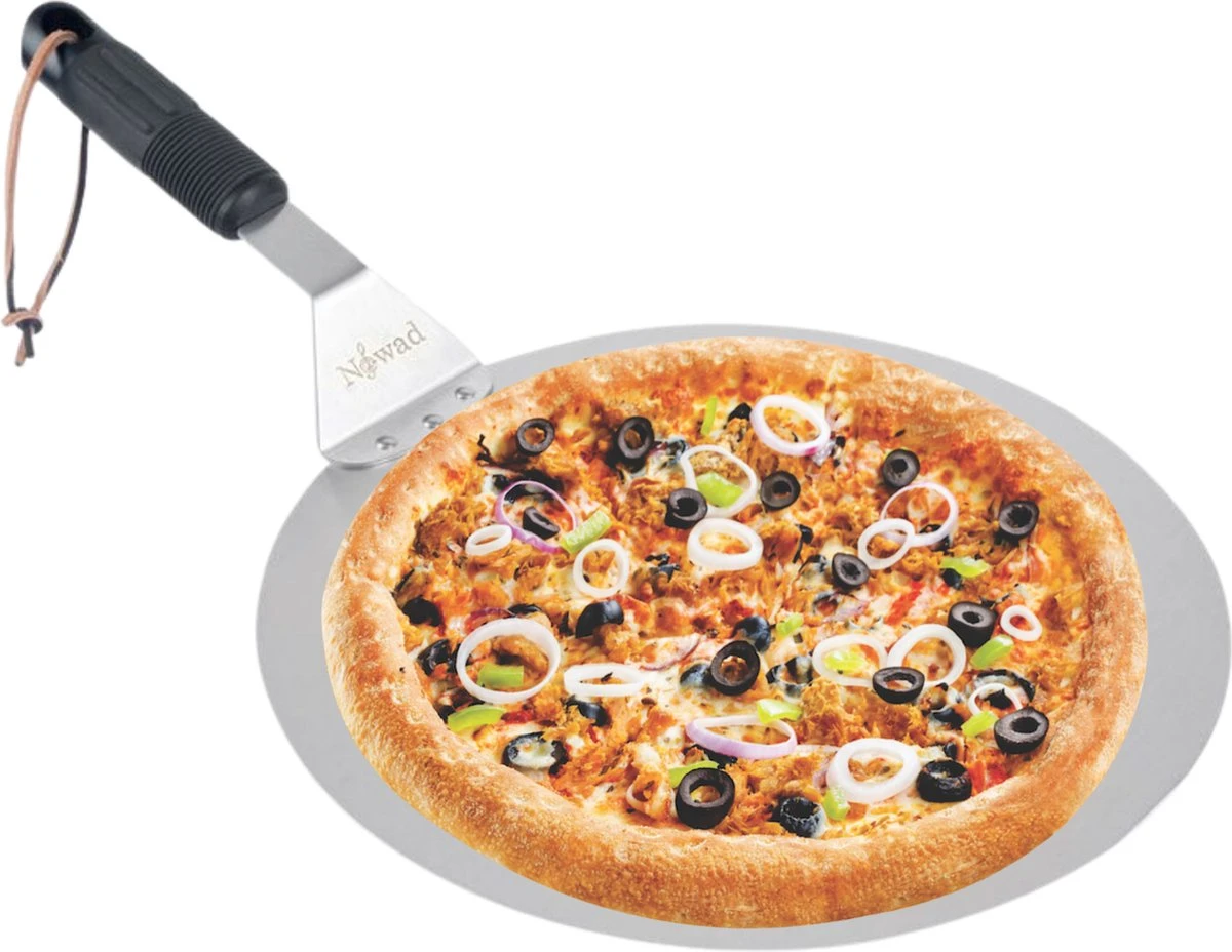 Nowad Pizzaschep RVS Rond - 30,5 Cm - PVC Handvat 1 Nowad Pizzaschep RVS Rond - 30,5 Cm - PVC Handvat