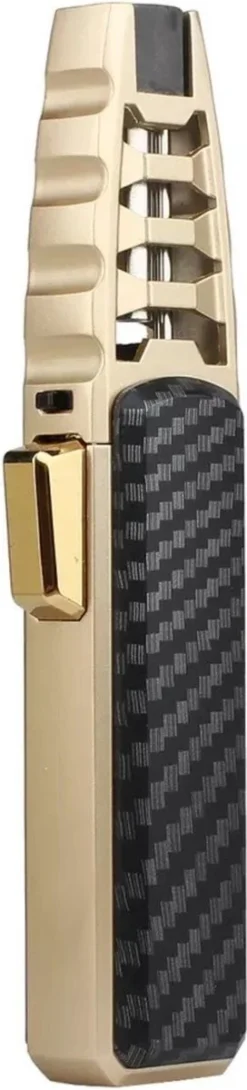 Merkloos Turbo Jetflame Aansteker - Gasbrander - Vuurwerk Torch - Crème Brûlée Brander - BBQ En Sigaren Aansteker - Windproof - Carbon Met Goudkleurige Metalen Behuizing -Grillmeesters Goedkope Winkel 272x1200 2