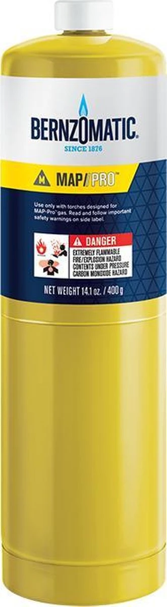 Bernzomatic MAP-Pro Wegwerp Gaspatroon Cilinder - MG9 "CGA600 US" Aansluiting (alternatief) 1 Bernzomatic MAP-Pro Wegwerp Gaspatroon Cilinder - MG9 "CGA600 US" Aansluiting (alternatief)