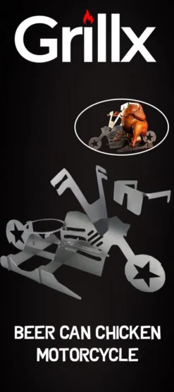 GrillX Beer Can Chicken Houder - Kiphouder Motorcycle - BBQ Accesoires - Bierkip - Barbeque Gereedschap - Chicken Sitter -Grillmeesters Goedkope Winkel 533x1200
