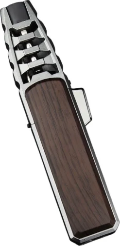 Merkloos Turbo Jetflame Aansteker - Gasbrander - Vuurwerk Torch - Crème Brûlée Brander - BBQ En Sigaren Aansteker - Windproof - Walnoothout Met Grijze Metalen Behuizing -Grillmeesters Goedkope Winkel 588x1200