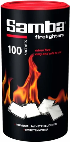 Samba Aanmaakzakjes Openhaard - 100 Stuks In Koker -Grillmeesters Goedkope Winkel 598x1200 1