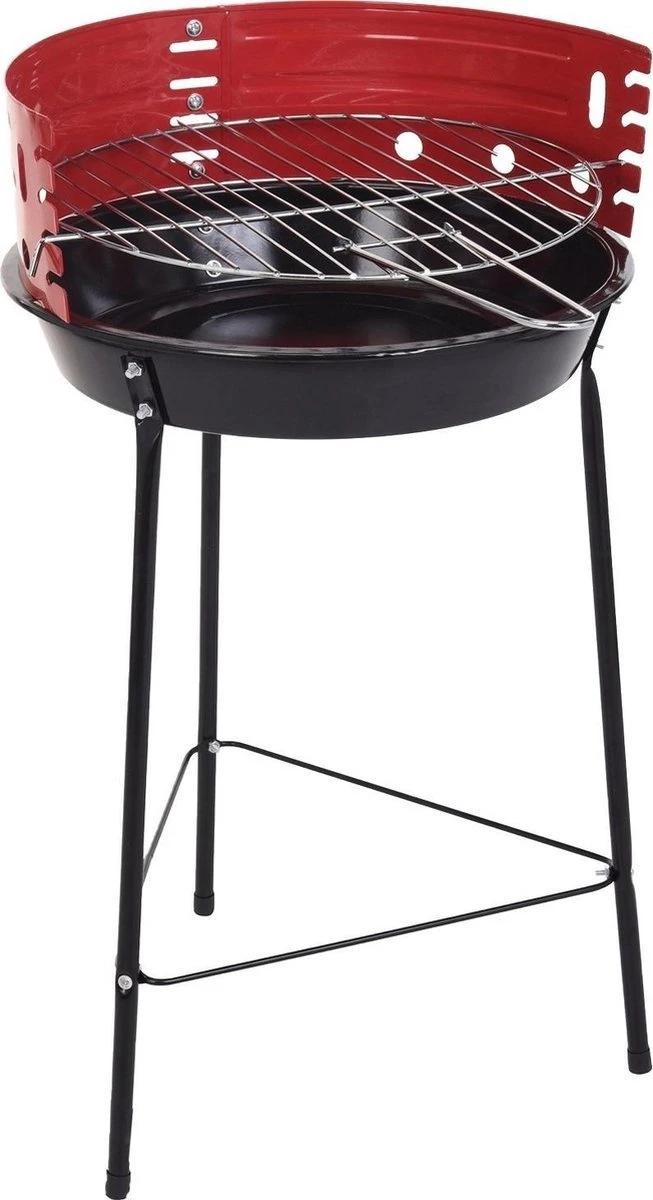 Houtskoolbarbecue Ø33 Cm | Verstelbare Grill BBQ | Halfopen | Zwart / Rood 1 Houtskoolbarbecue Ø33 Cm | Verstelbare Grill BBQ | Halfopen | Zwart / Rood