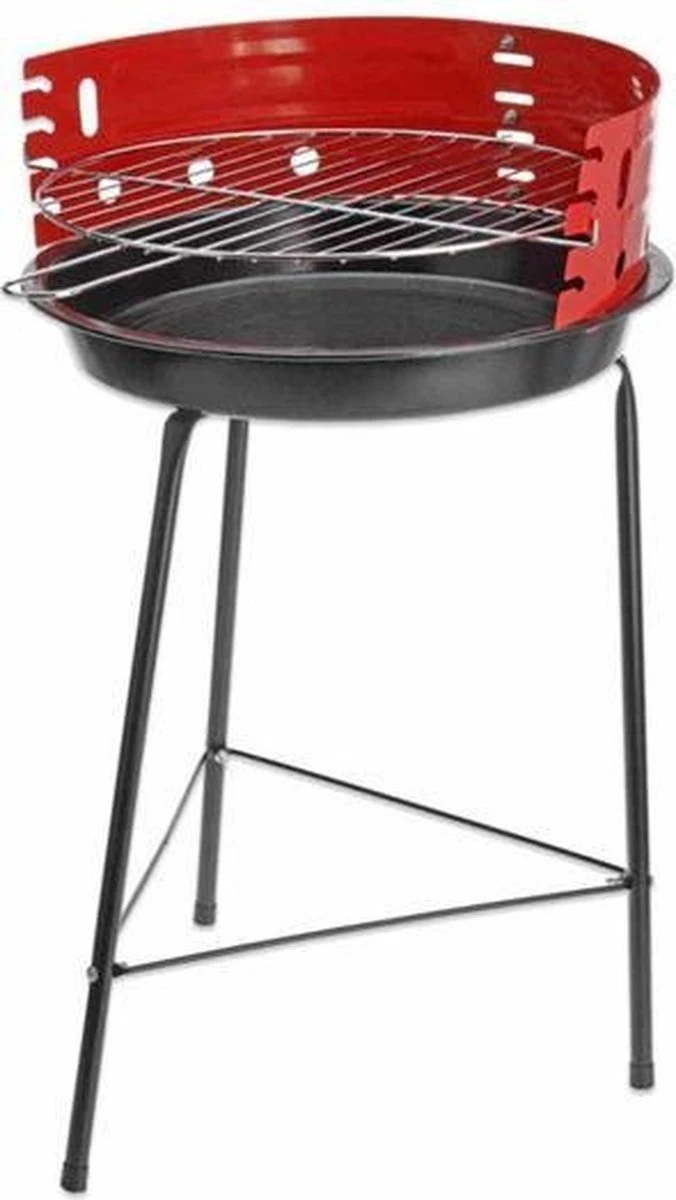 Houtskoolbarbecue Ø33 Cm | Verstelbare Grill BBQ | Halfopen | Zwart / Rood 3 Houtskoolbarbecue Ø33 Cm | Verstelbare Grill BBQ | Halfopen | Zwart / Rood - Afbeelding 3