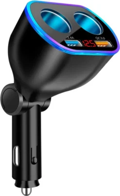 Auto Sigarettenaansteker Splitter - Losse Oplader - USB 2.0 A/USB 3.0 A 2 Poorten - Zwart - Snellader - Splitter - Auto Lader USB