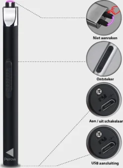 Oplaadbare Lange Elektrische Aansteker - Duurzame Plasma Aansteker - Inclusief Cadeauverpakking - BBQ - Kaarsen - Zwart -Grillmeesters Goedkope Winkel 879x1200 1